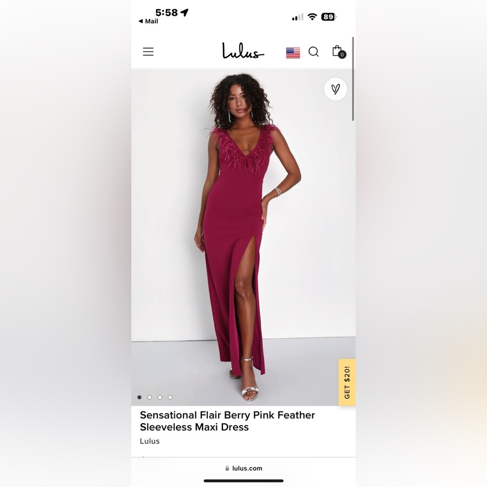 Lulu’s Sensational Flair Berry Pink Feather Sleeveless Maxi Dress